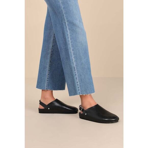 Seychelles Buckle Up Black Leather Slingback Slip-On Clogs - Picture 1 of 6